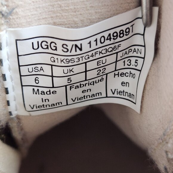 UGG Rennon II High Top Kids Sz 6 Brown Leather Suede Lined Sneaker Boot - Picture 11 of 11